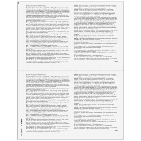 Form 5498 IRA Contribution Information Copy B Participant - 25 Qty