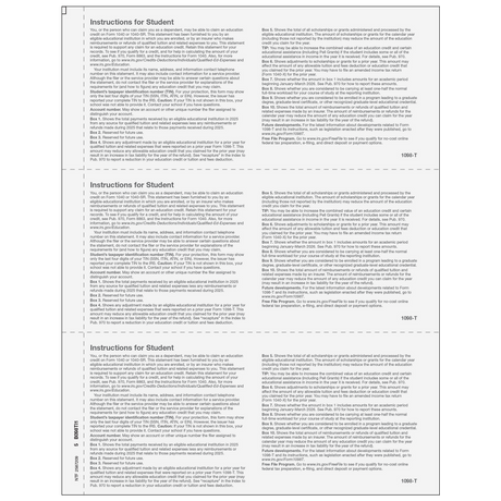 Form 1098-T Tuition Statement - Copy B Student - 25 Qty