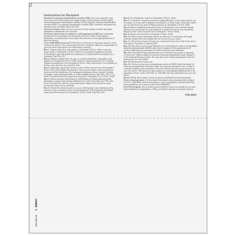 1099-MISC Miscellaneous Information - Recipient Copies B/2 - 25 Qty