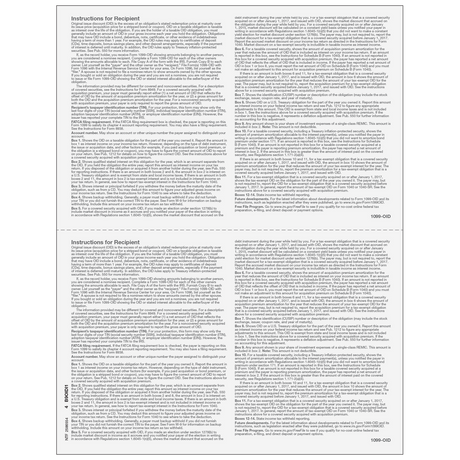 Form 1099-OID Original Issue Discount - Copy B Recipient - 25 Qty