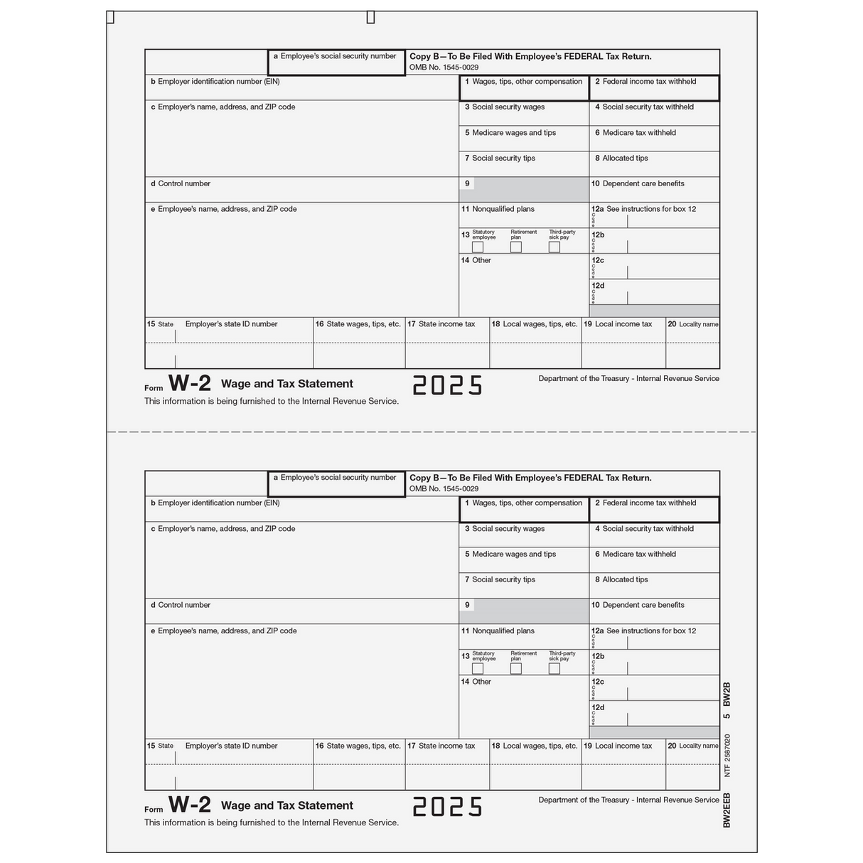 Form W-2 Employee Federal, Copy B