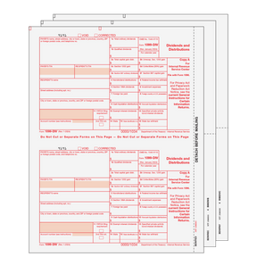 1099-DIV Dividends and Distributions - 3-part Set (Preprinted)