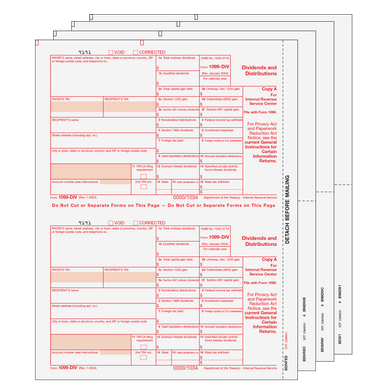 1099-DIV Dividends and Distributions - 4-part Set (Preprinted) - 25 Qty