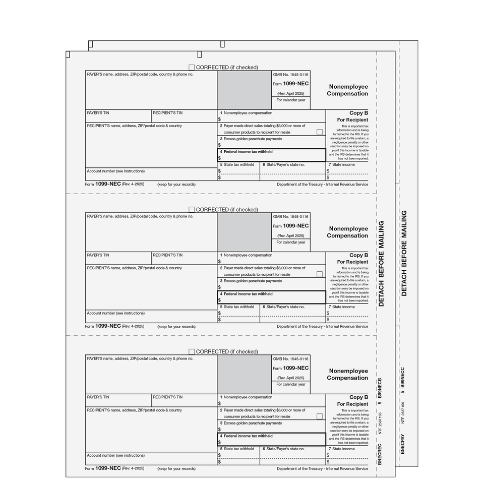 1099 Non-Employee Compensation - 2-part E-file Set (Preprinted) - 50 Qty