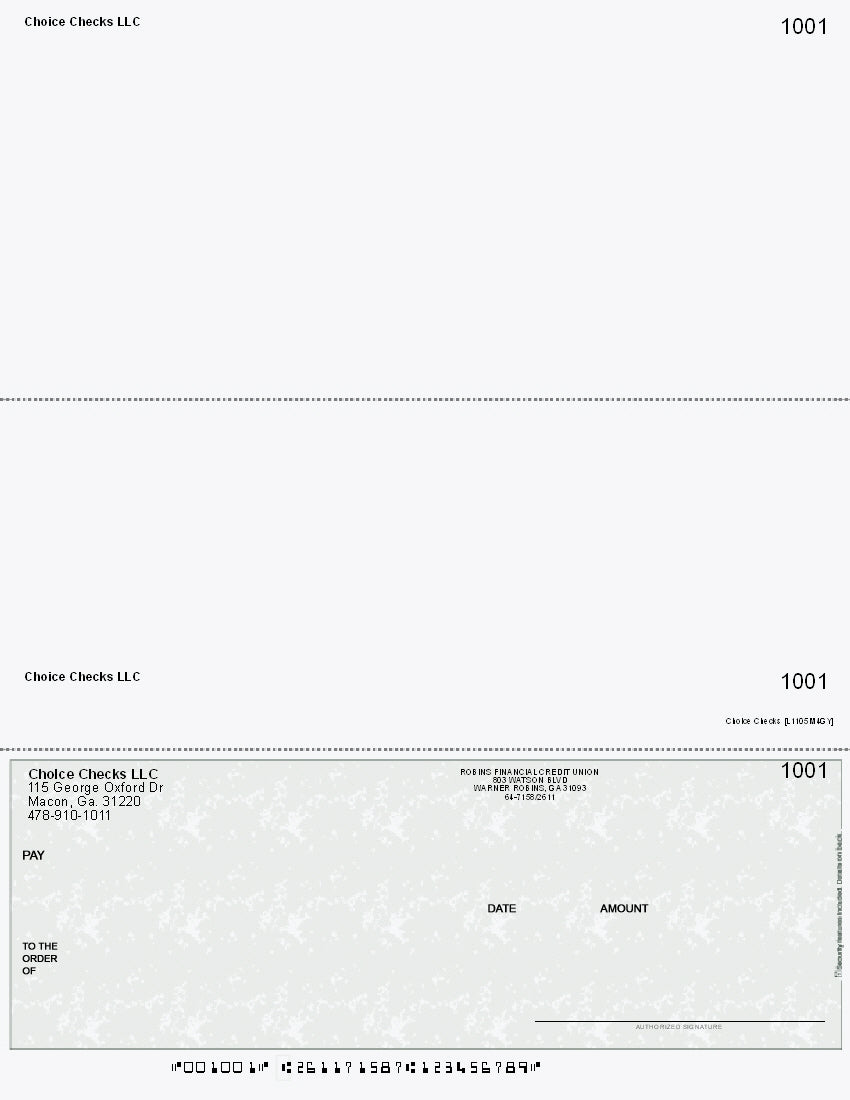 Marble Imprinted Business Check on Bottom - Good Security – Gray