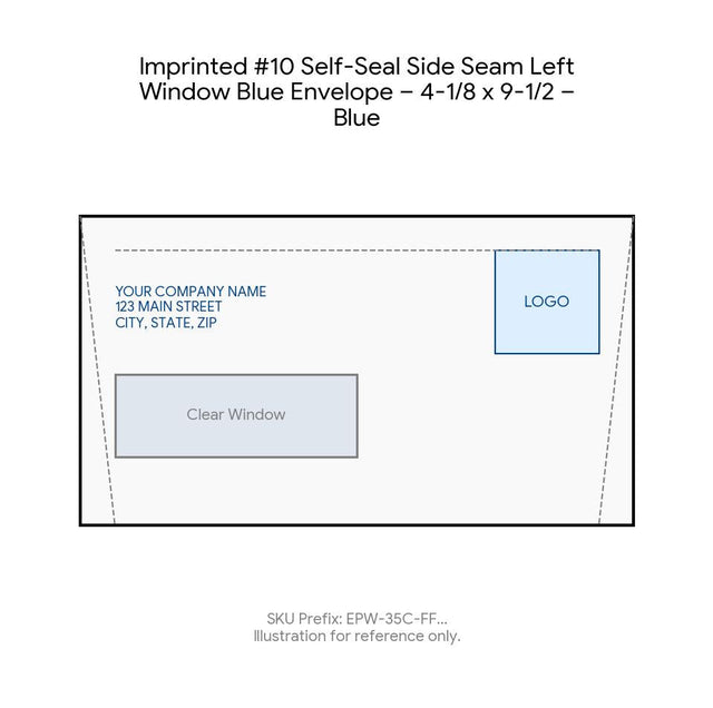 Imprinted #10 Self-Seal Side Seam Left Window Blue Envelope – 4-1/8 x 9-1/2 – Blue product image