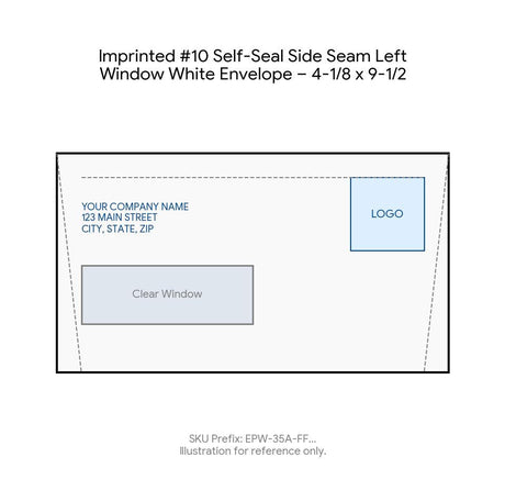 Imprinted #10 Self-Seal Side Seam Left Window White Envelope – 4-1/8 x 9-1/2 product image