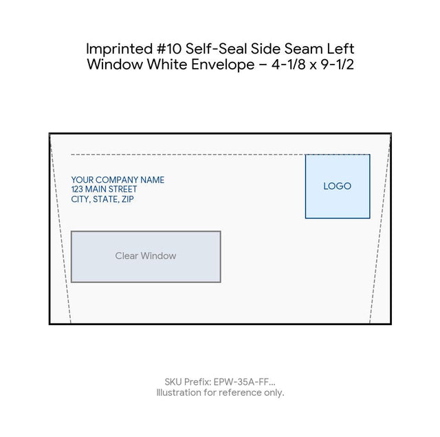Imprinted #10 Self-Seal Side Seam Left Window White Envelope – 4-1/8 x 9-1/2 product image