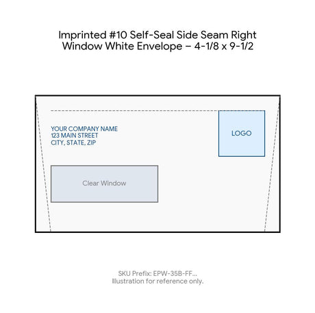 Imprinted #10 Self-Seal Side Seam Right Window White Envelope – 4-1/8 x 9-1/2 product image