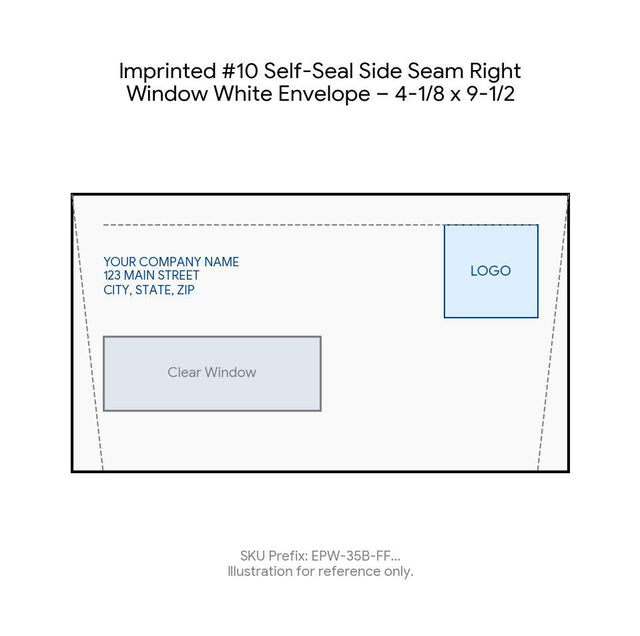 Imprinted #10 Self-Seal Side Seam Right Window White Envelope – 4-1/8 x 9-1/2 product image
