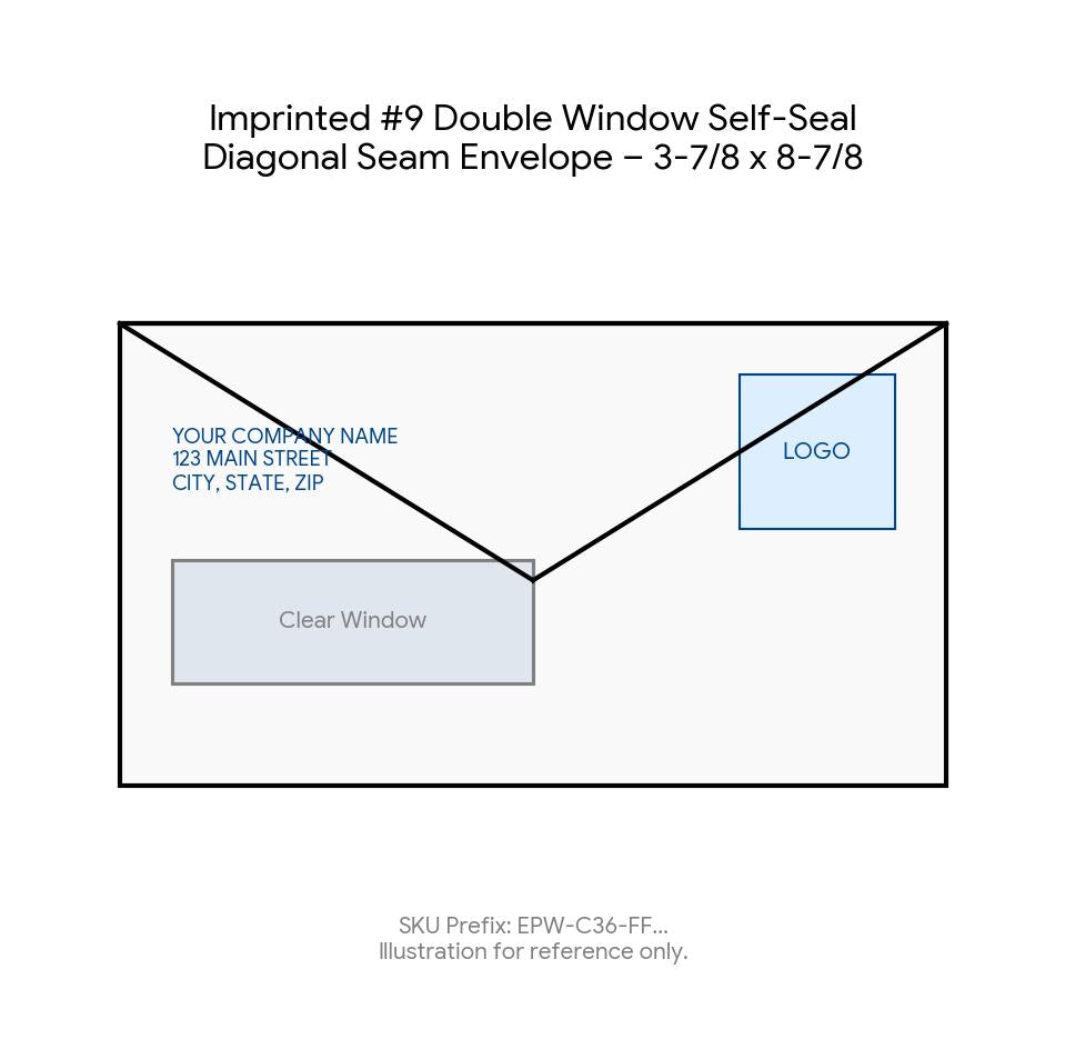 Imprinted #9 Double Window Self-Seal Diagonal Seam Envelope – 3-7/8 x 8-7/8 product image