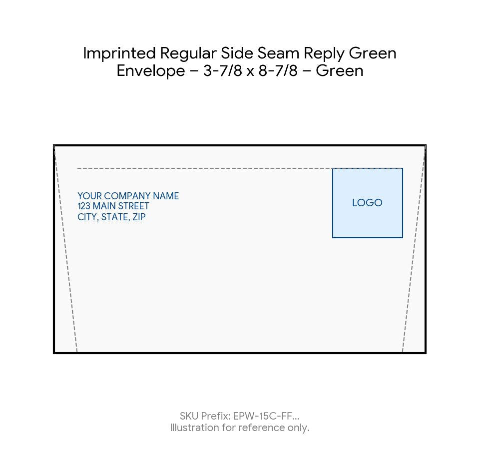 Imprinted Regular Side Seam Reply Green Envelope – 3-7/8 x 8-7/8 – Green product image