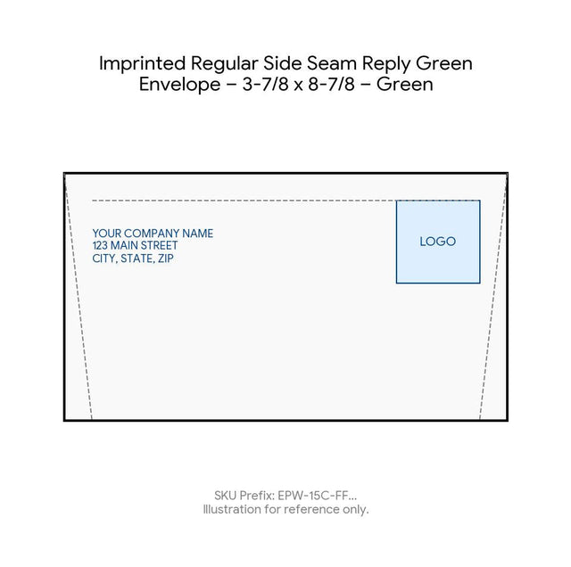 Imprinted Regular Side Seam Reply Green Envelope – 3-7/8 x 8-7/8 – Green product image
