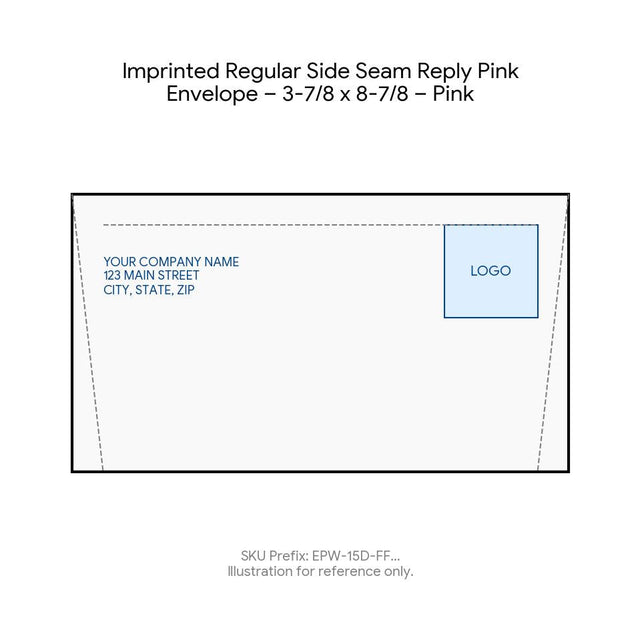 Imprinted Regular Side Seam Reply Pink Envelope – 3-7/8 x 8-7/8 – Pink product image