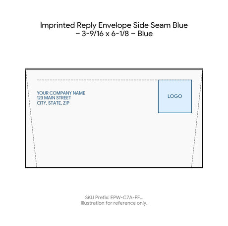 Imprinted Reply Envelope Side Seam Blue – 3-9/16 x 6-1/8 – Blue product image