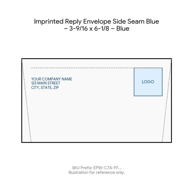 Imprinted Reply Envelope Side Seam Blue – 3-9/16 x 6-1/8 – Blue product image