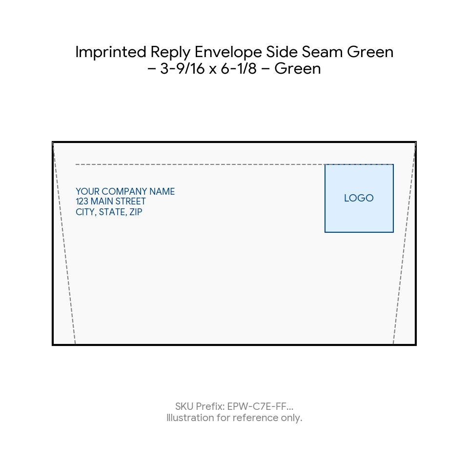 Imprinted Reply Envelope Side Seam Green – 3-9/16 x 6-1/8 – Green product image