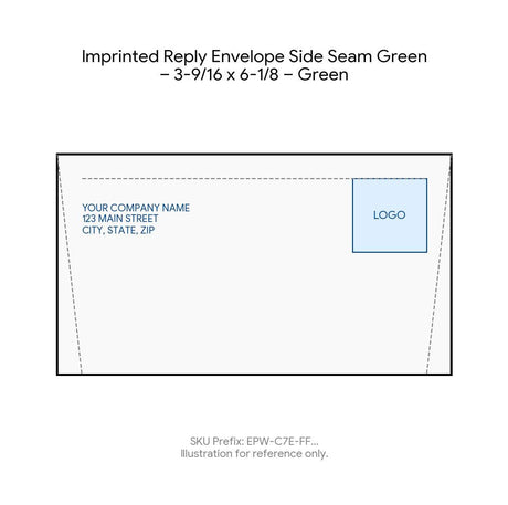 Imprinted Reply Envelope Side Seam Green – 3-9/16 x 6-1/8 – Green product image