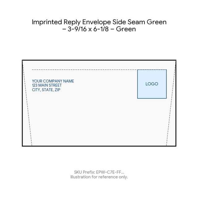 Imprinted Reply Envelope Side Seam Green – 3-9/16 x 6-1/8 – Green product image