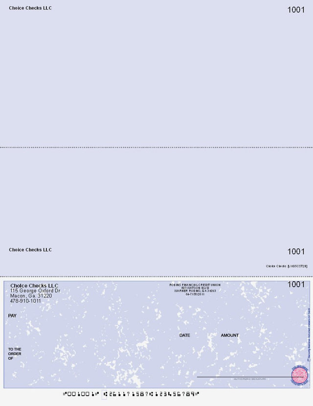 Marble Imprinted Business Check On Bottom - Better Security – Blue