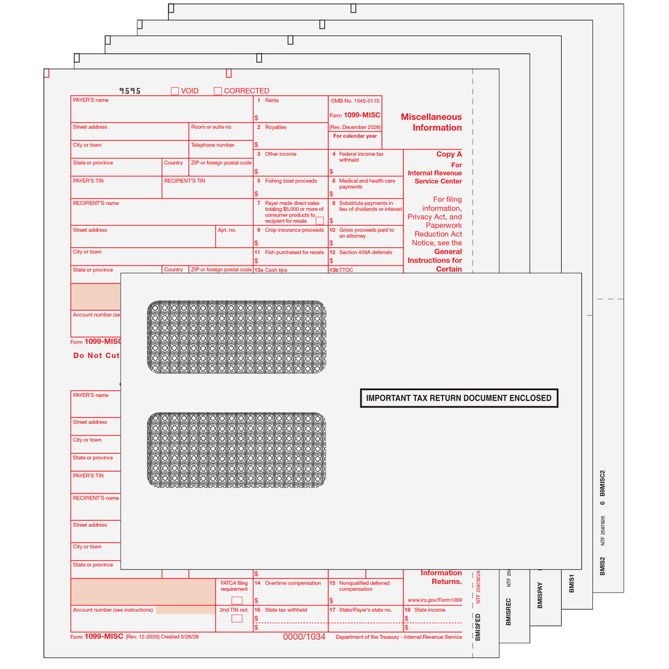 2026 1099-MISC Kit with Moisture Seal Envelopes - 5 Part