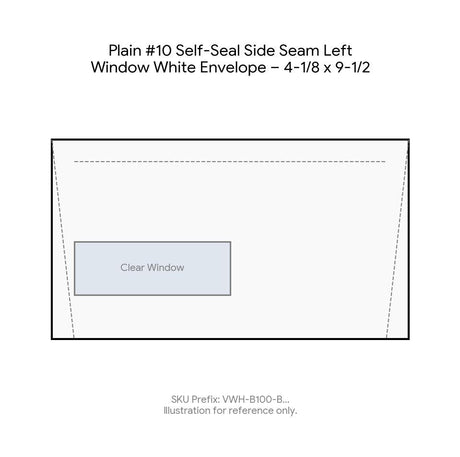 Plain #10 Self-Seal Side Seam Left Window White Envelope – 4-1/8 x 9-1/2 product image