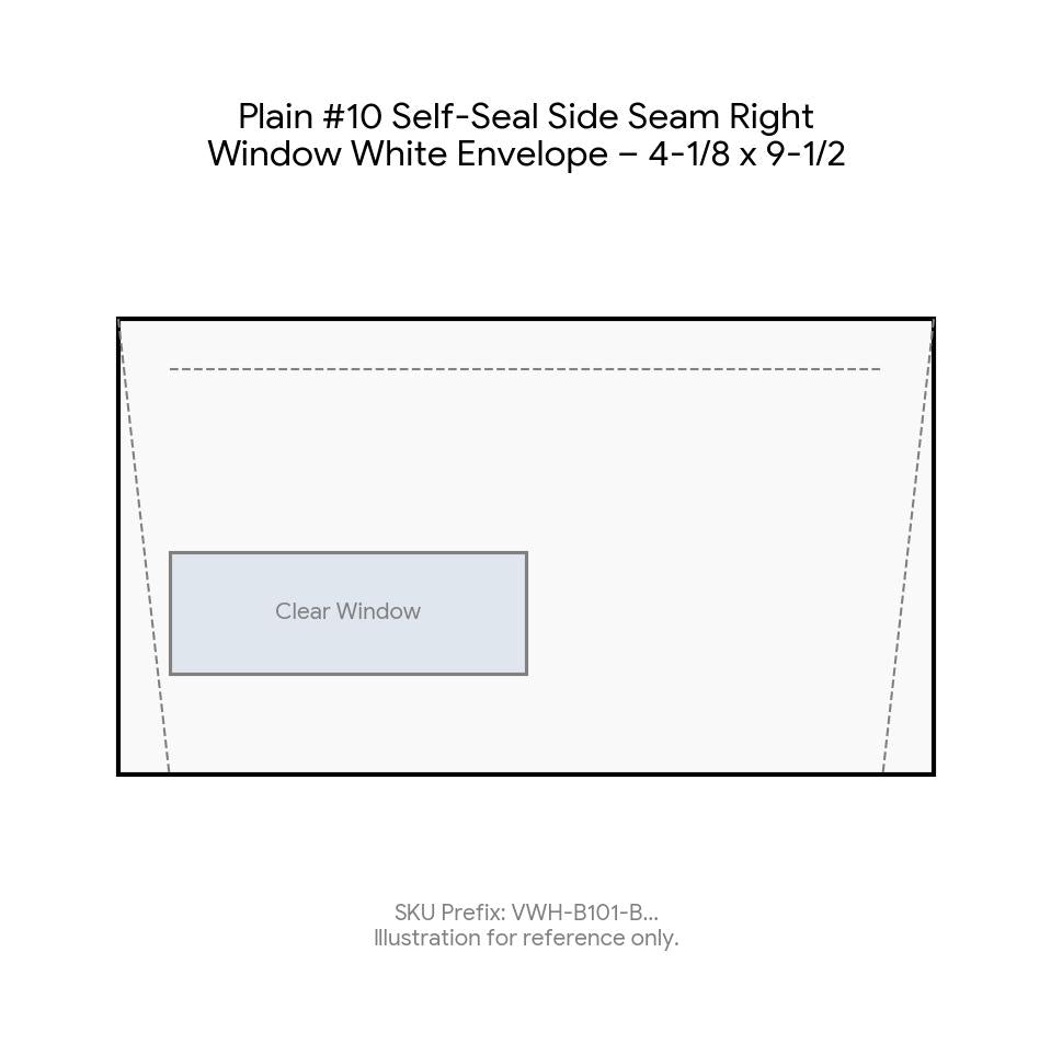 Plain #10 Self-Seal Side Seam Right Window White Envelope – 4-1/8 x 9-1/2 product image