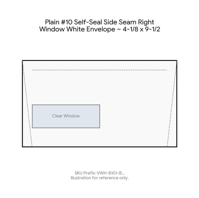 Plain #10 Self-Seal Side Seam Right Window White Envelope – 4-1/8 x 9-1/2 product image