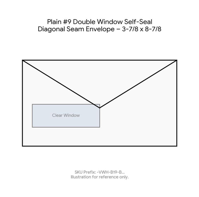 Plain #9 Double Window Self-Seal Diagonal Seam Envelope – 3-7/8 x 8-7/8 product image