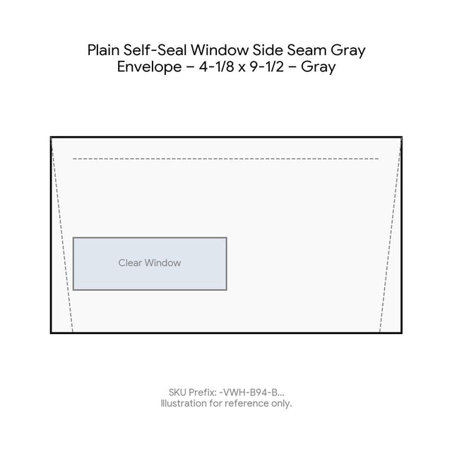 Plain Self-Seal Window Side Seam Gray Envelope – 4-1/8 x 9-1/2 – Gray product image
