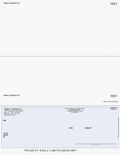 Wave Imprinted Business Checks on Bottom - Good Security – Blue