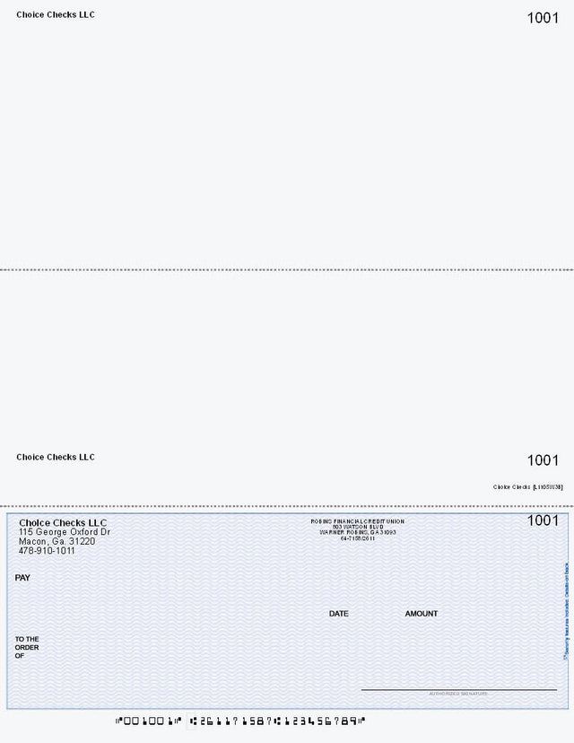 Wave Imprinted Business Checks on Bottom - Good Security – Blue
