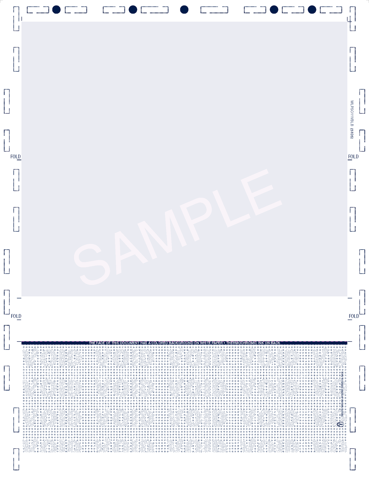 Basic Check, Void Pantograph Blue – Blue 281 C-Fold Blank Pressure Seal Checks – 8½ × 11
