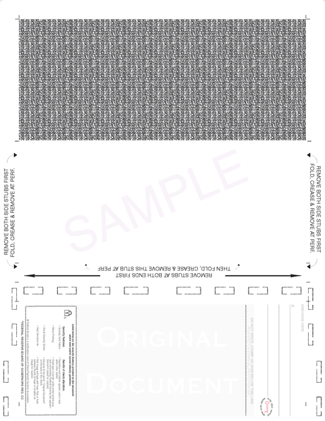 Basic Check, Void Pantograph Blue – Blue 281 C-Fold Blank Pressure Seal Checks – 8½ × 11