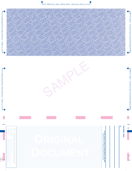 Window Check with One Blue Blockout – Reflex Blue C-Fold Blank Pressure Seal Checks – 8½ × 11