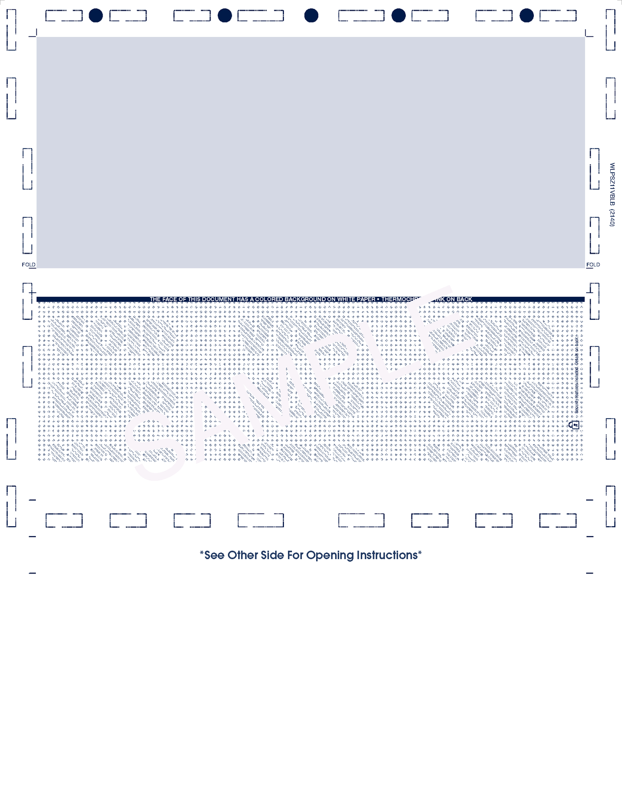 Void Pantograph Check – Blue 281 Z-Fold Blank Pressure Seal Checks – 8½ × 11