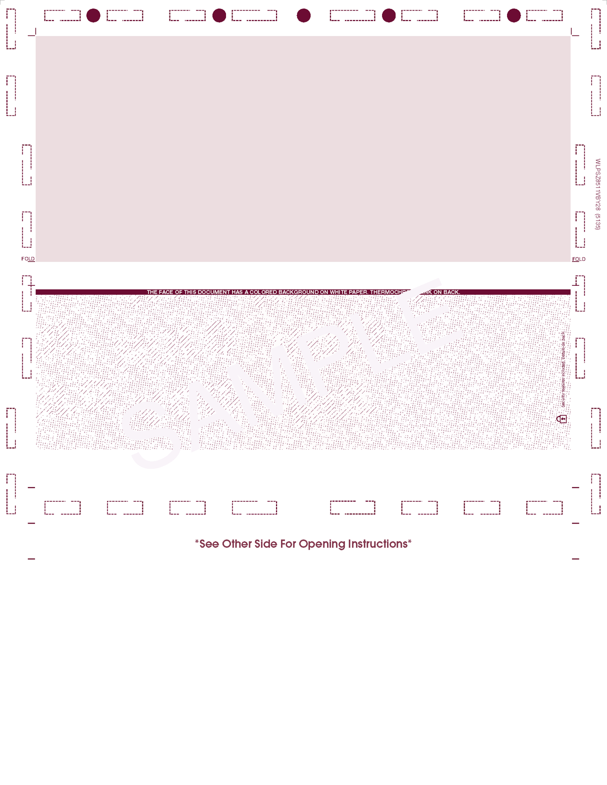 Void Pantograph Check – Burgundy 209 Z-Fold Blank Pressure Seal Checks – 8½ × 11