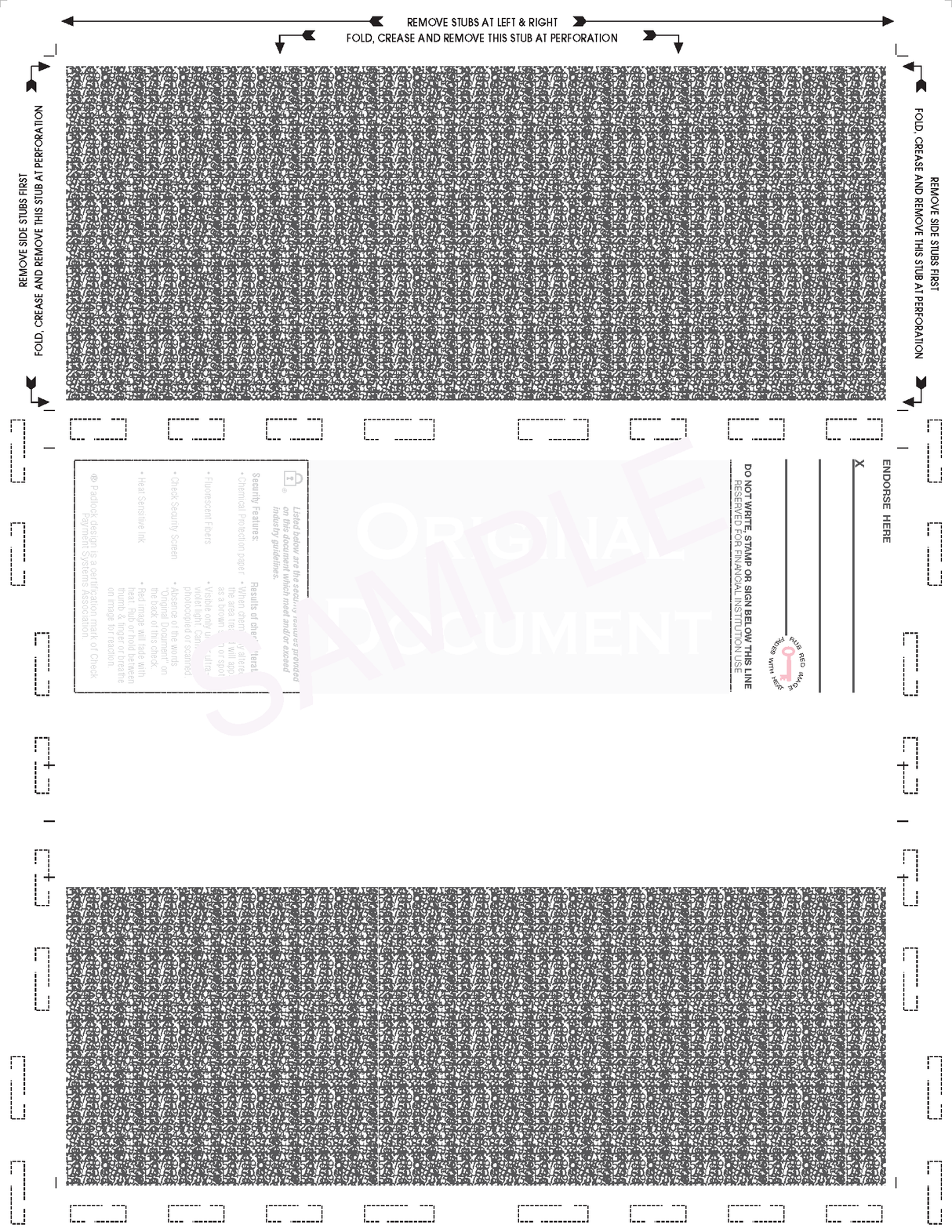 Void Pantograph Check – Burgundy 209 Z-Fold Blank Pressure Seal Checks – 8½ × 11