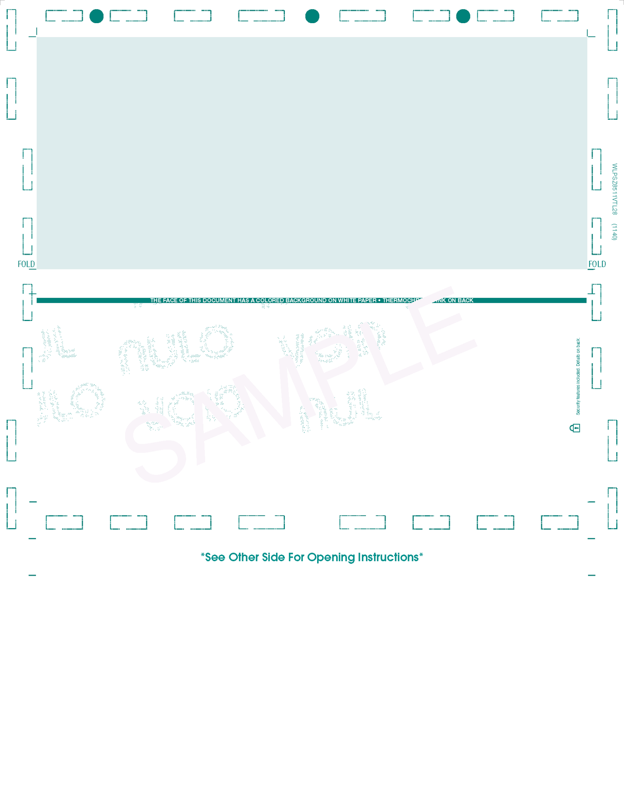 Void Pantograph Check – Teal 328 Z-Fold Blank Pressure Seal Checks – 8½ × 11